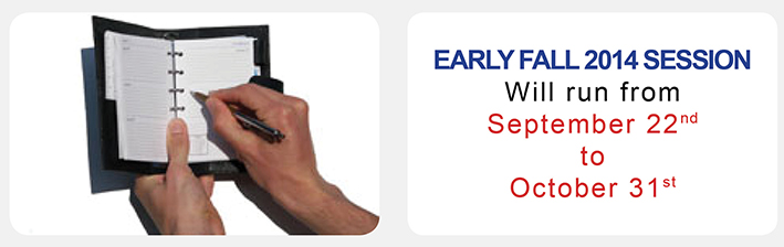 Early Fall 2014 Schedule